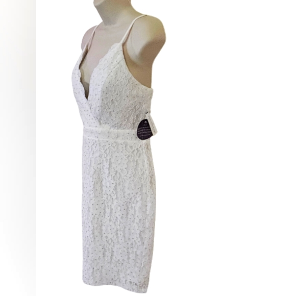 Windsor Cameron Formal White w/Silver Glitter & Lace Mini Dress,Size 9, NWT - Picture 12 of 16